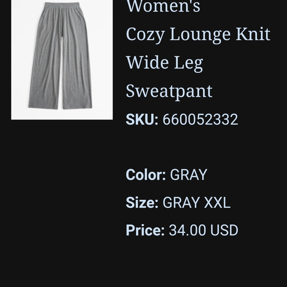 Abercrombie Gray Wide Leg Knit Sweatpants